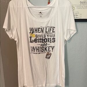 Idyllwind White Tee with Lemons and Whiskey Graphic